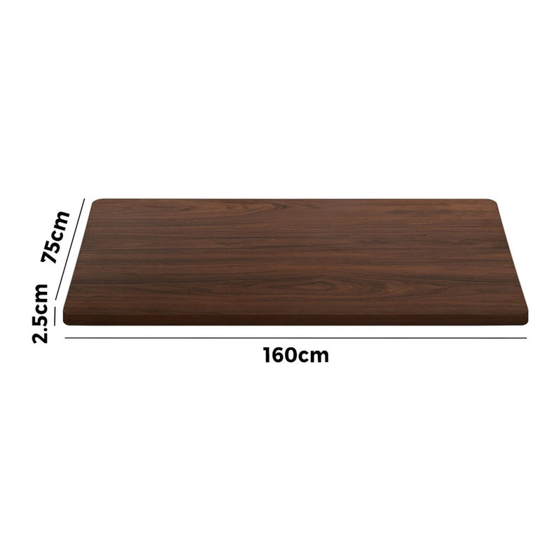 Oikiture Standing Desk Top with Drilled Hole Walnut 160x75cm