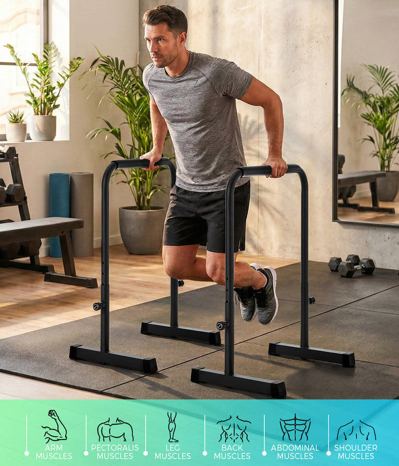 Finex Parallel Dip Bar Adjustable Dip Stand Push Up Gym Fitness