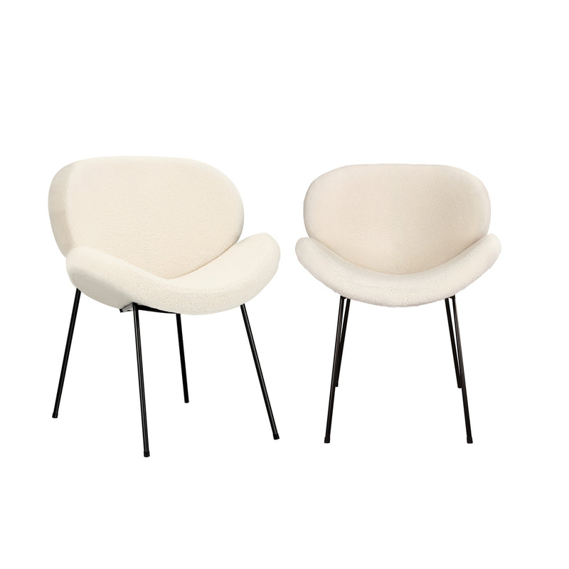 Oikiture 2PCS Dining Chair Faux Sherpa Cream
