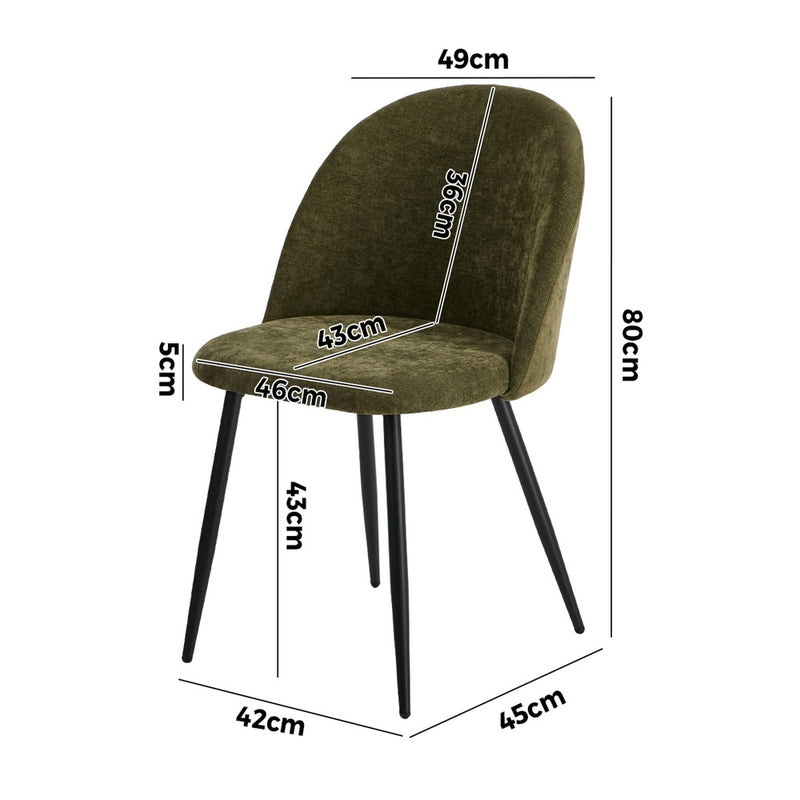 Oikiture 2x Dining Chairs Accent Chair Armchair Kitchen Linen Green