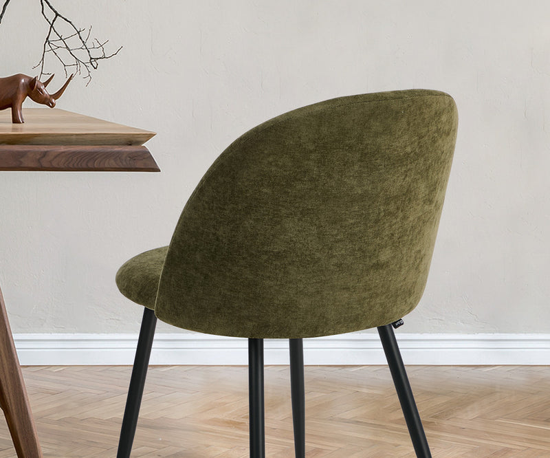 Oikiture 2x Dining Chairs Accent Chair Armchair Kitchen Linen Green
