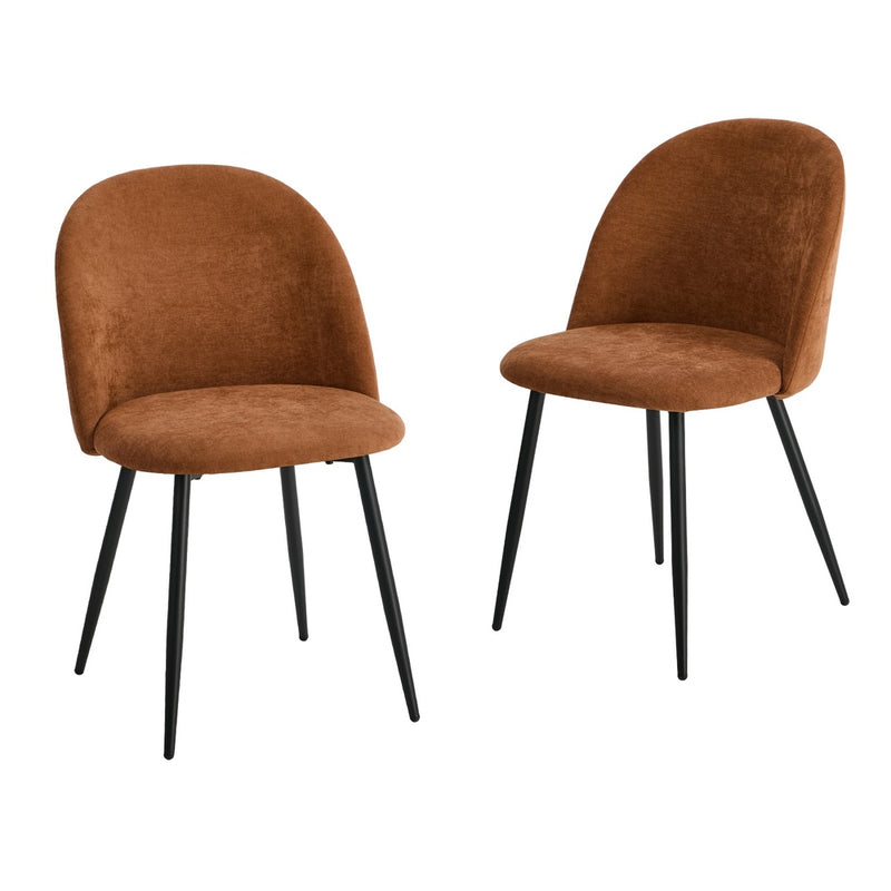 Oikiture 2x Dining Chairs Accent Chair Armchair Kitchen Linen Orange