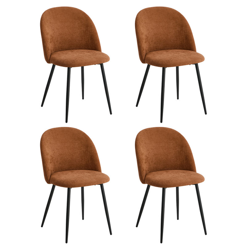 Oikiture 4x Dining Chairs Accent Armchair Upholstered Linen Orange