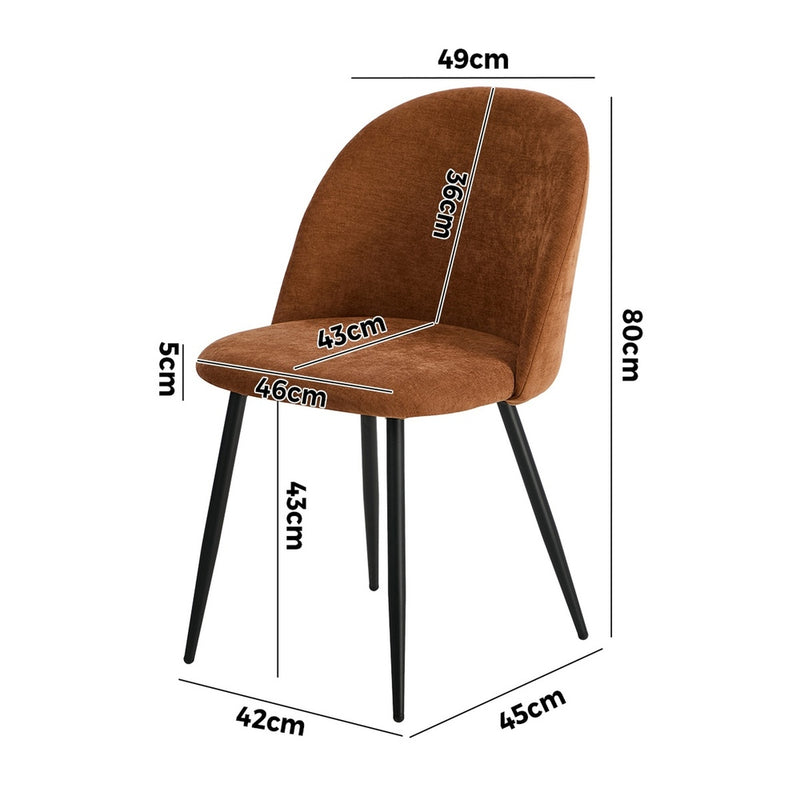 Oikiture 4x Dining Chairs Accent Armchair Upholstered Linen Orange