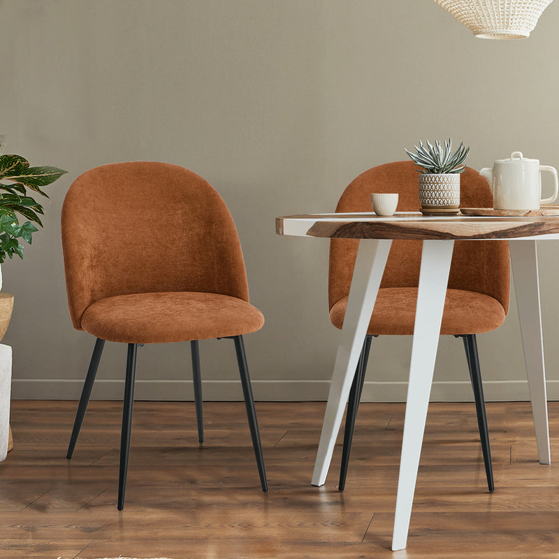 Oikiture 4x Dining Chairs Accent Armchair Upholstered Linen Orange