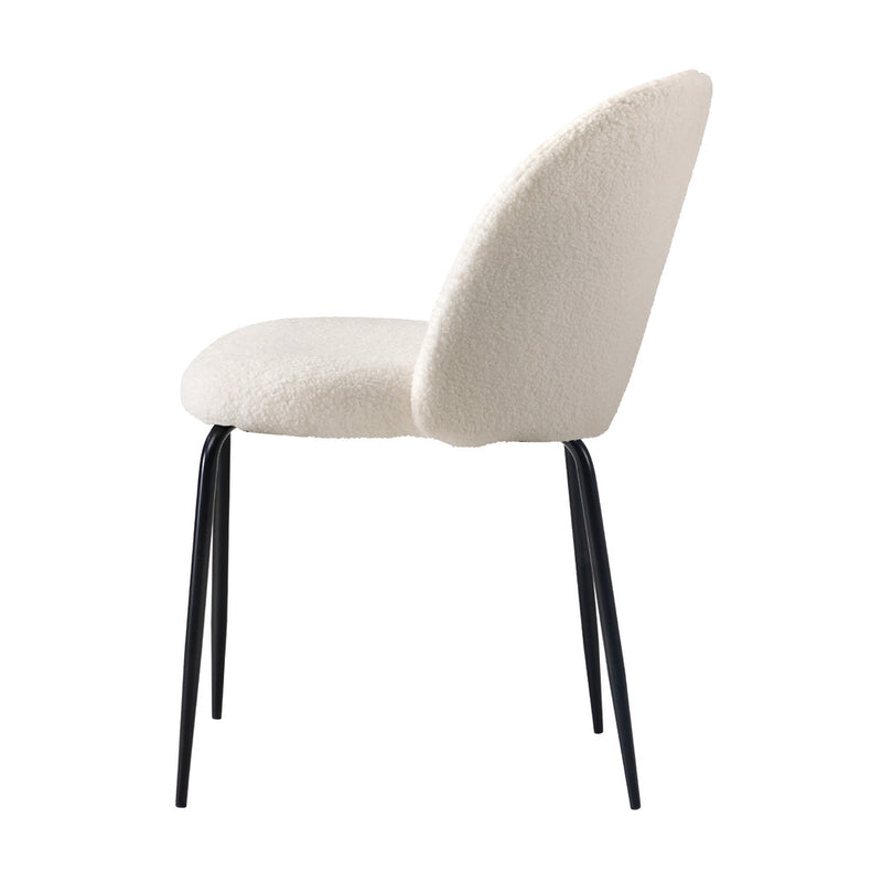 Oikiture 2x Dining Chairs Upholstered Sherpa White