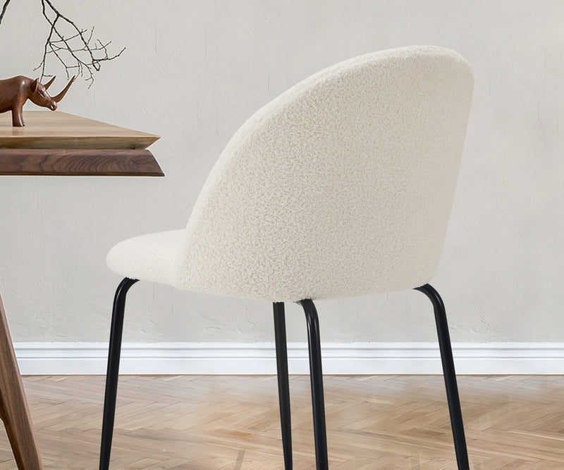 Oikiture 6x Dining Chairs Kitchen Upholstered Sherpa White