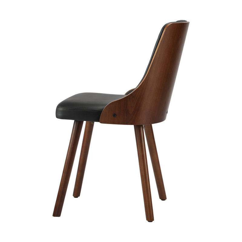 Oikiture 4x Wooden Dining Chairs Faux Leather Padded Black