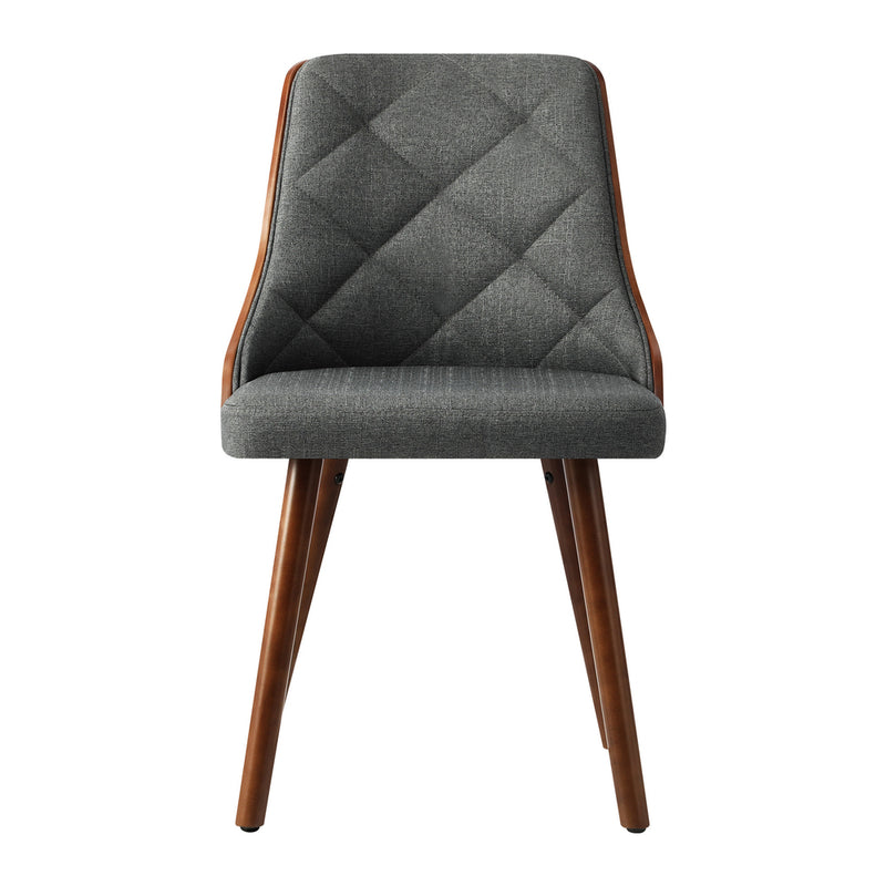 Oikiture Dining Chairs Wooden Faux Leather Seatx2 Grey