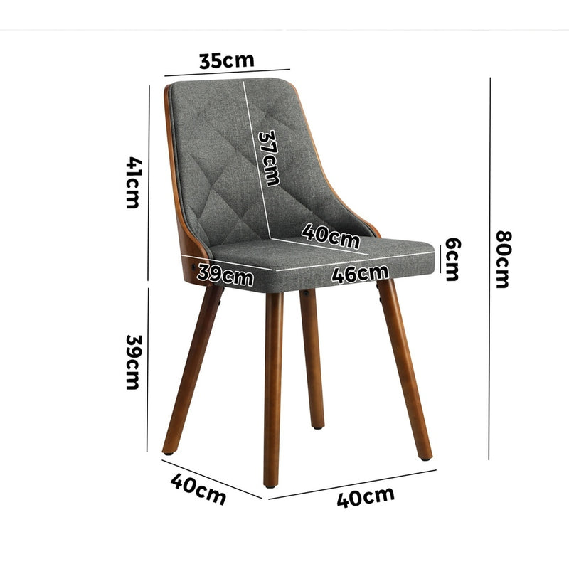 Oikiture Dining Chairs Wooden Faux Leather Seatx2 Grey