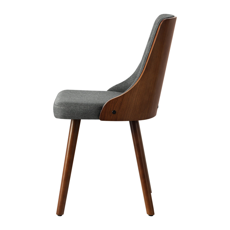 Oikiture Dining Chairs Wooden Faux Leather Seatx2 Grey