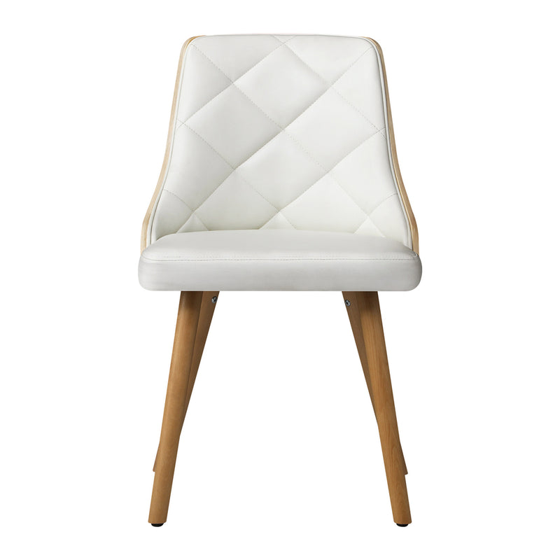 Oikiture 4x Wooden Dining Chairs Faux Leather Padded White