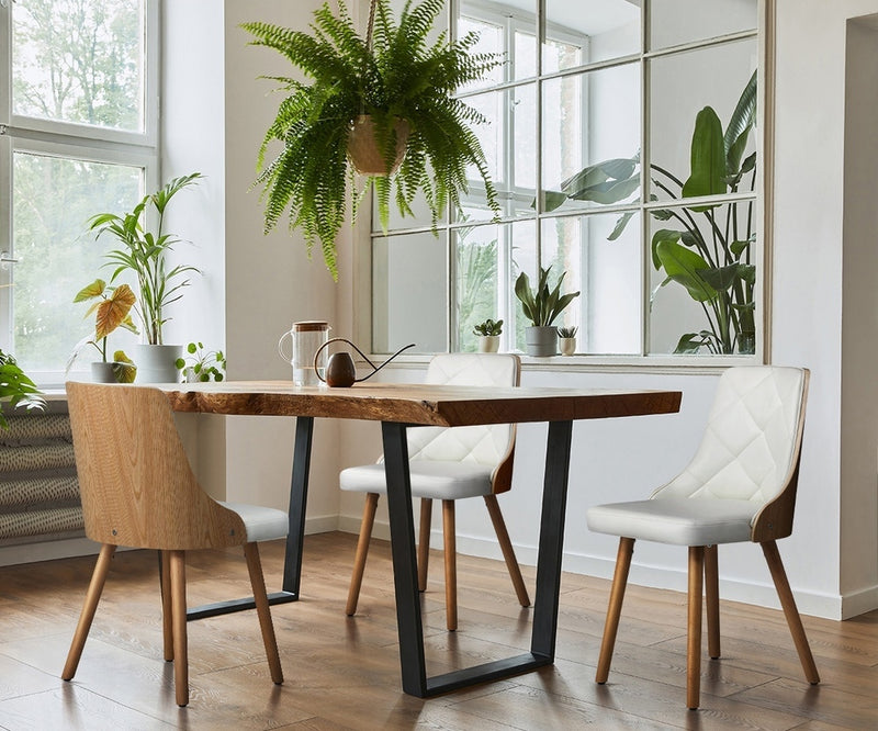 Oikiture 6x Wooden Dining Chairs Faux Leather Padded White