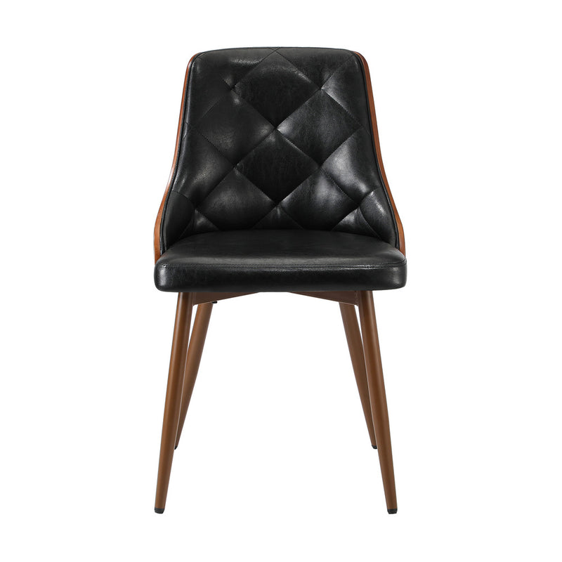 Oikiture Dining Chairs Retro PU Leather x2 Black