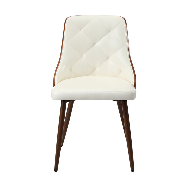 Oikiture Dining Chairs PU Leather x2 White
