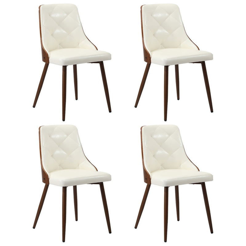 Oikiture Dining Chairs Kitchen Lounge PU Leather x4 White