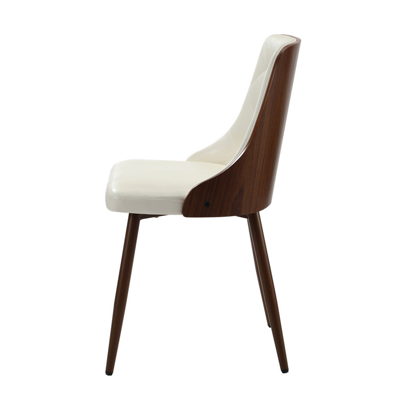Oikiture Dining Chairs Kitchen Lounge PU Leather x4 White