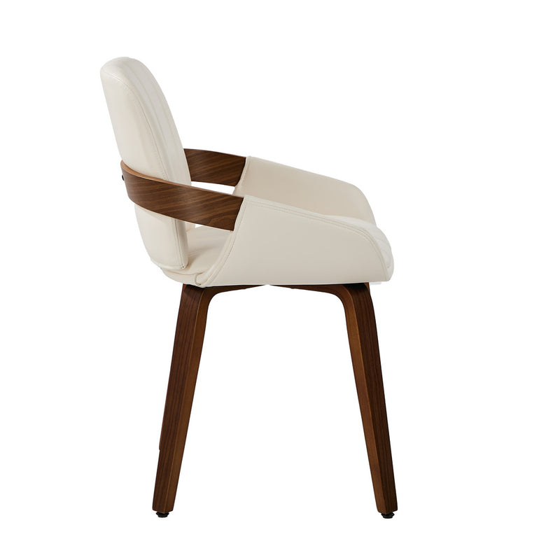 Oikiture 2x Dining Bentwood Chairs PU Leather Kitchen Beige