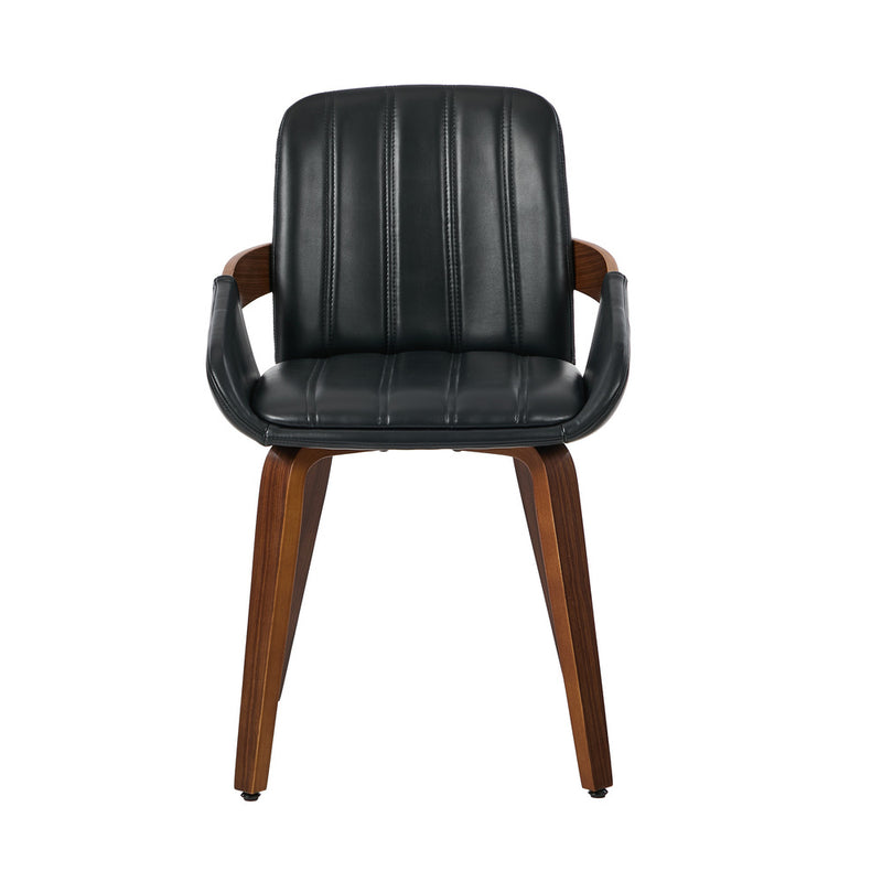 Oikiture 2x Dining Bentwood Chairs PU Leather Kitchen Black