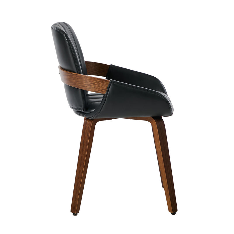 Oikiture 2x Dining Bentwood Chairs PU Leather Kitchen Black