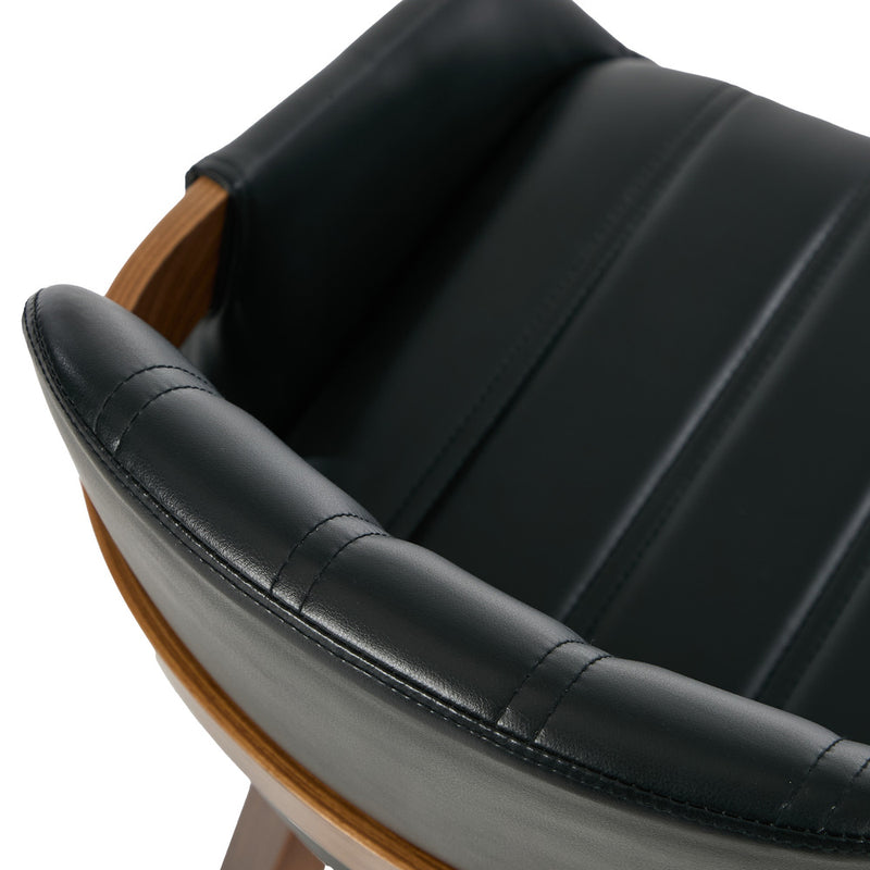 Oikiture 2x Dining Bentwood Chairs PU Leather Kitchen Black