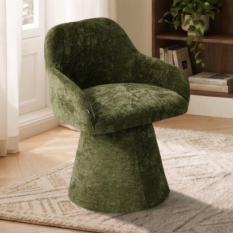 Oikiture Dining Chair Swivel Armchair Lounge Chairs Chenille Green