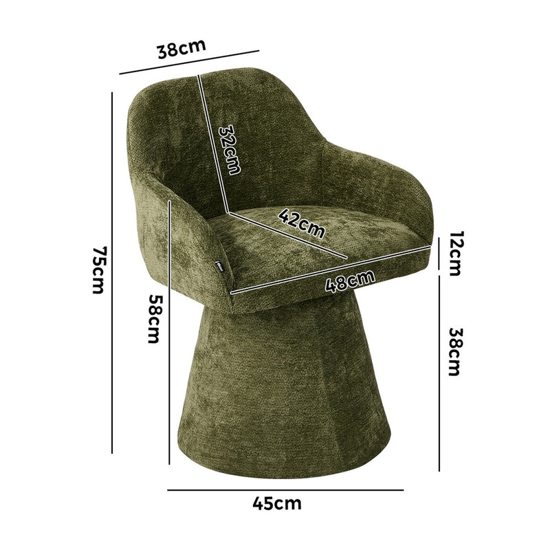 Oikiture Dining Chair Swivel Armchair Lounge Chairs Chenille Green