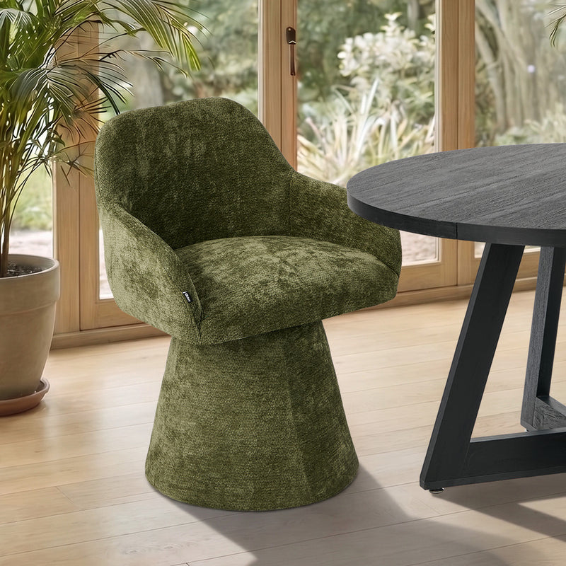 Oikiture Dining Chair Swivel Armchair Lounge Chairs Chenille Green