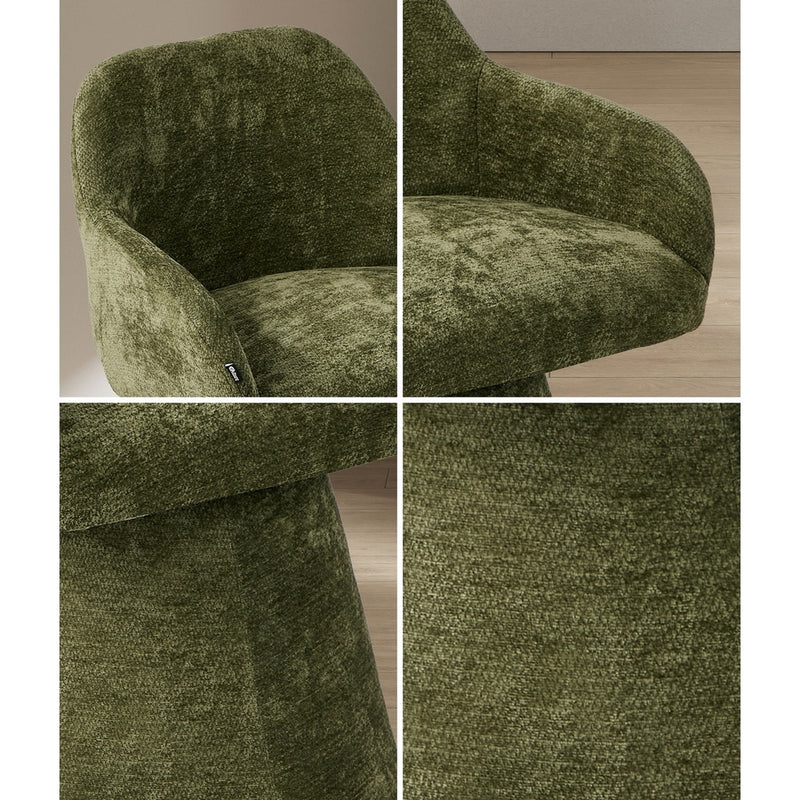 Oikiture Dining Chair Swivel Armchair Lounge Chairs Chenille Green