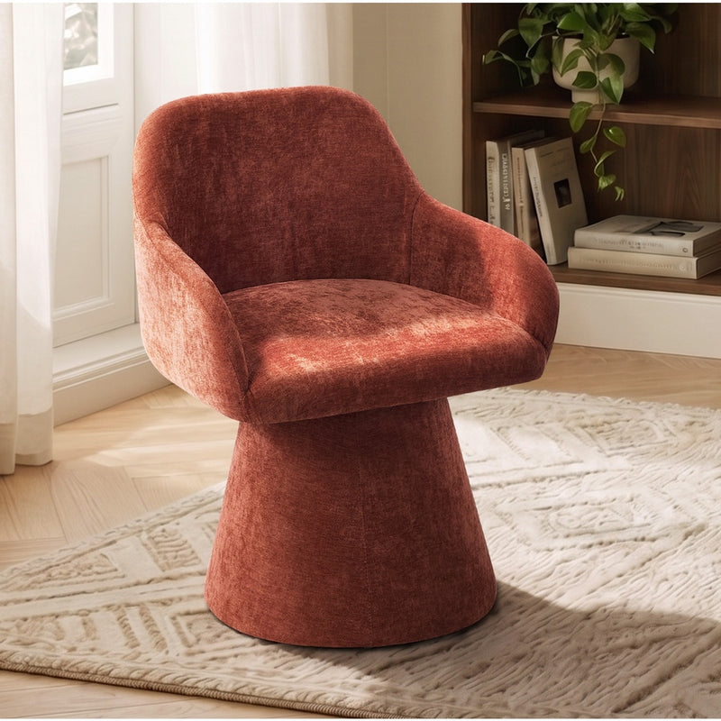 Oikiture Dining Chair Swivel Armchair Polyester Linen Red