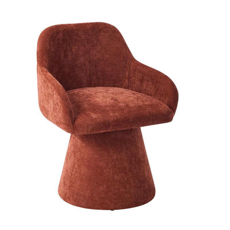 Oikiture Dining Chair Swivel Armchair Polyester Linen Red