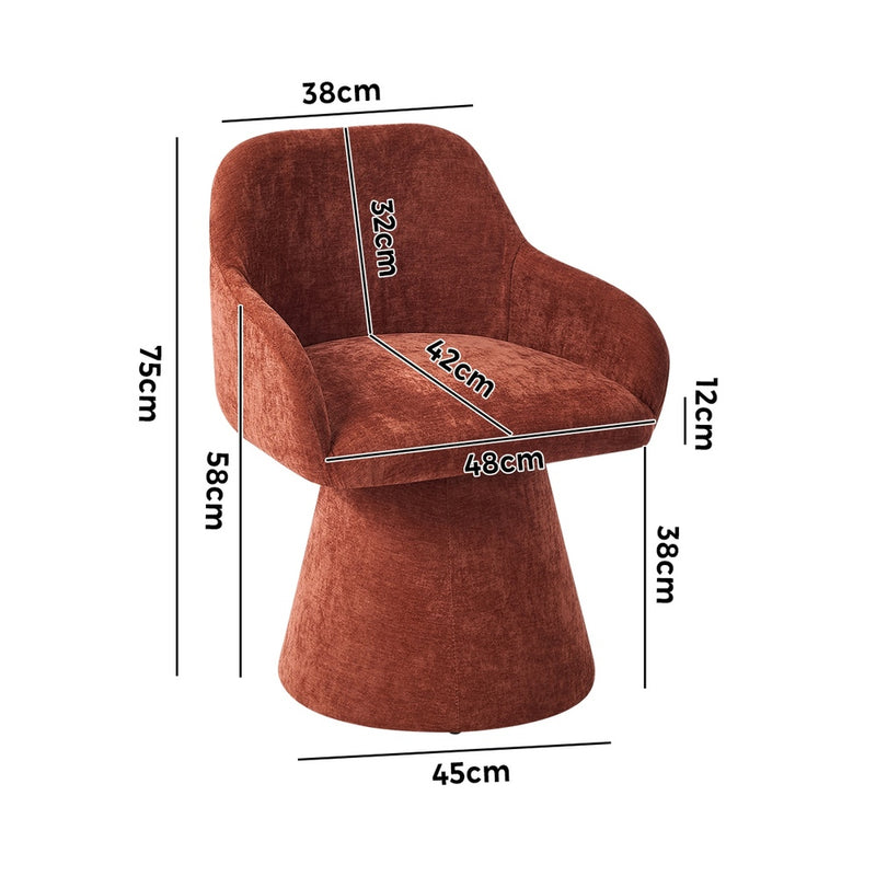Oikiture Dining Chair Swivel Armchair Polyester Linen Red