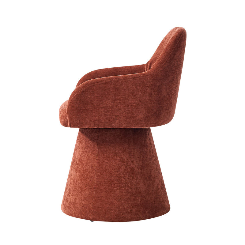 Oikiture Dining Chair Swivel Armchair Polyester Linen Red