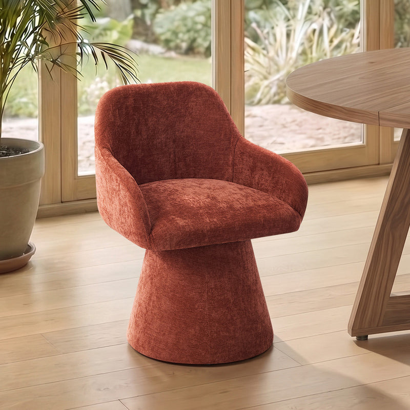 Oikiture Dining Chair Swivel Armchair Polyester Linen Red