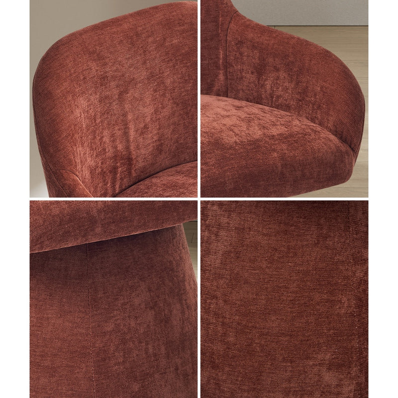Oikiture Dining Chair Swivel Armchair Polyester Linen Red