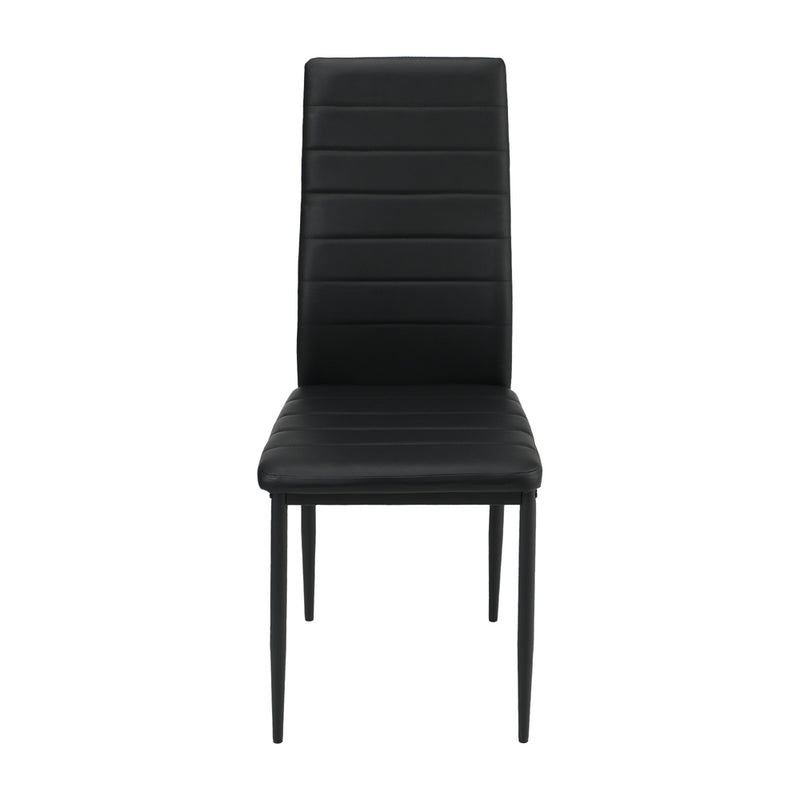 Oikiture 4PCS Dining Chairs High-Back Faux Leather Black