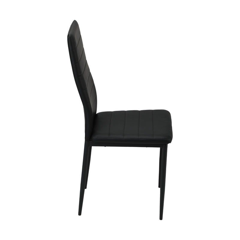 Oikiture 4PCS Dining Chairs High-Back Faux Leather Black