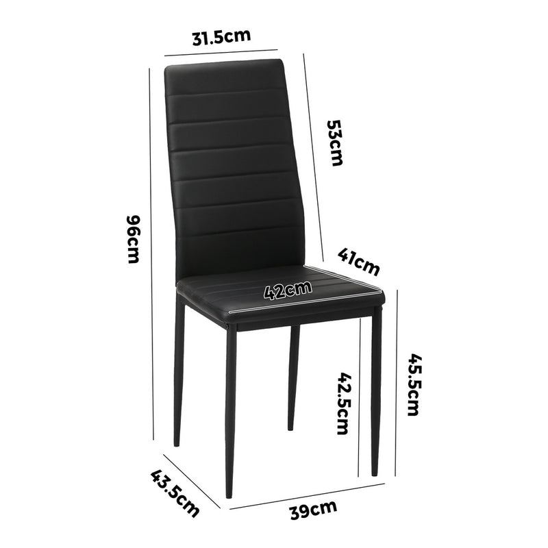 Oikiture 6PCS Dining Chairs High-Back Faux Leather Black
