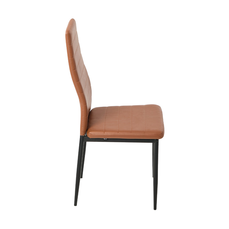 Oikiture 4PCS High Back Dining Chairs Padded Faux Leather Brown