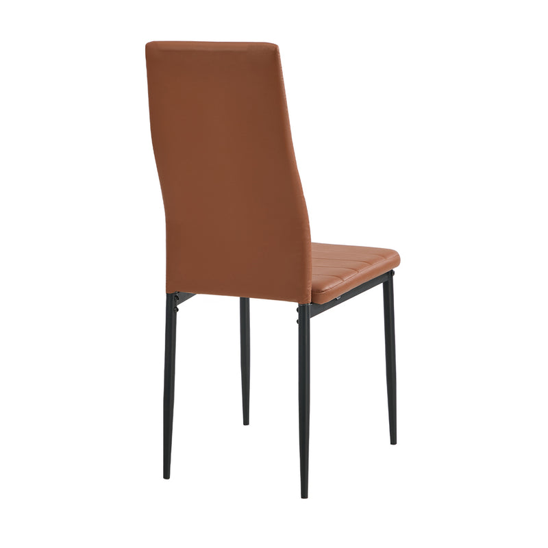 Oikiture 6PCS High Back Dining Chairs Padded Faux Leather Brown