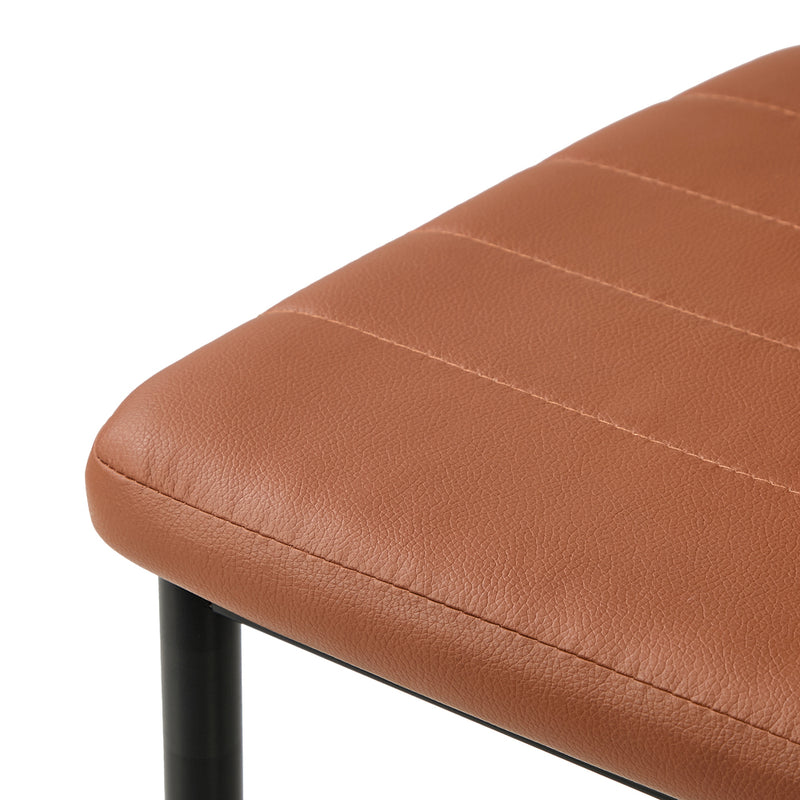 Oikiture 6PCS High Back Dining Chairs Padded Faux Leather Brown