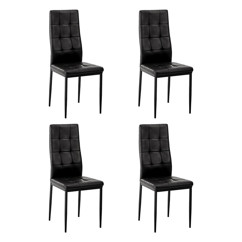 Oikiture 4PCS Dining Chairs High-Back Faux Leather Square Pattern