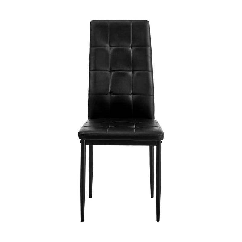 Oikiture 4PCS Dining Chairs High-Back Faux Leather Square Pattern