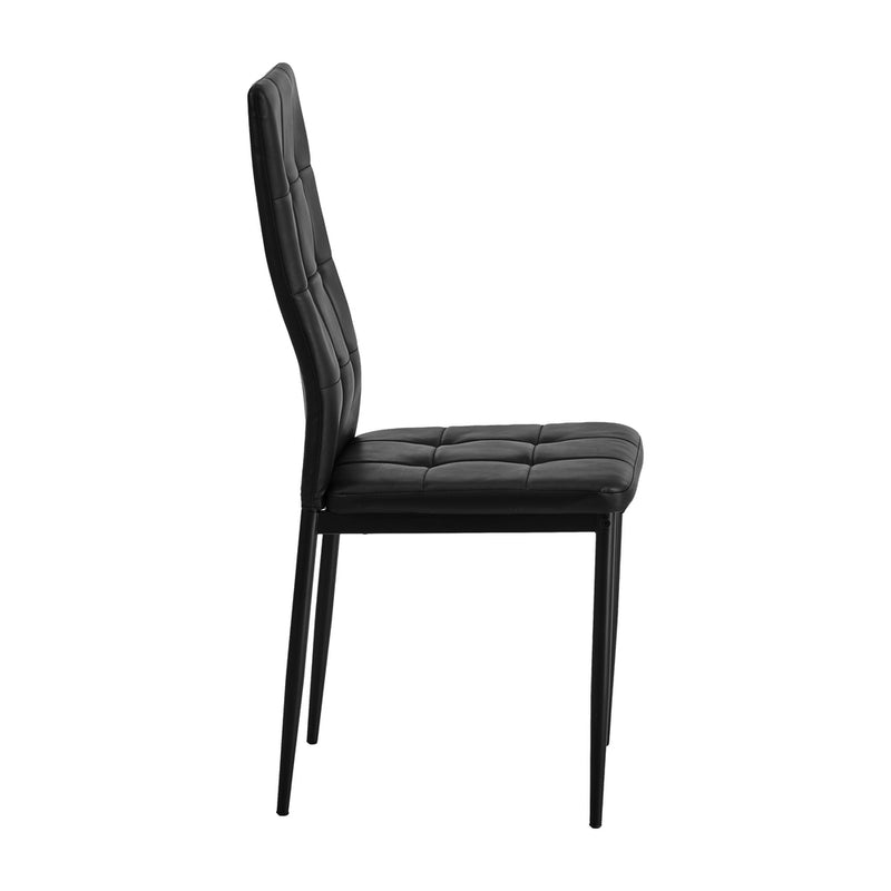 Oikiture 4PCS Dining Chairs High-Back Faux Leather Square Pattern