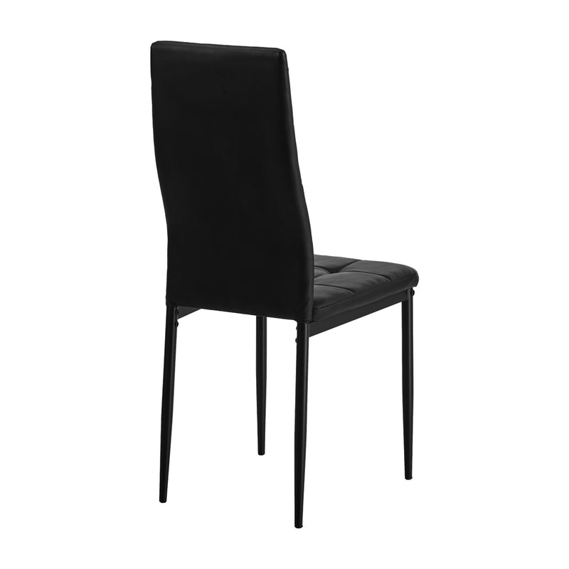 Oikiture 4PCS Dining Chairs High-Back Faux Leather Square Pattern