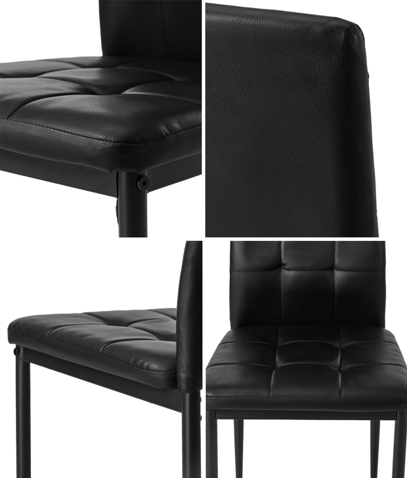 Oikiture 4PCS Dining Chairs High-Back Faux Leather Square Pattern