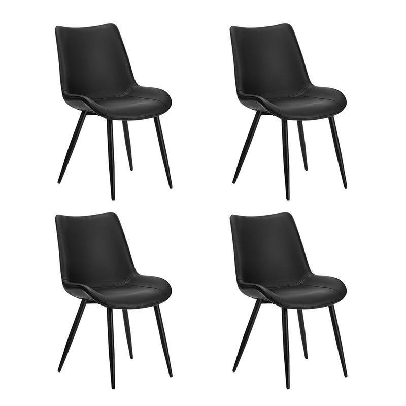 Oikiture 4x Dining Chairs Kitchen Accent Upholstered PU Leather Black