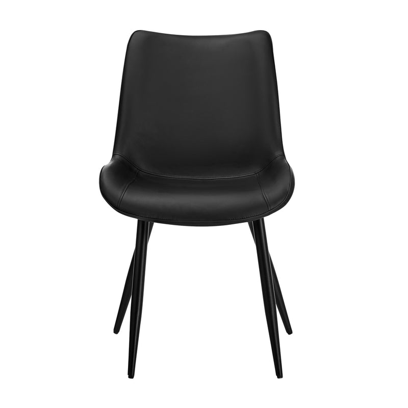 Oikiture 4x Dining Chairs Kitchen Accent Upholstered PU Leather Black