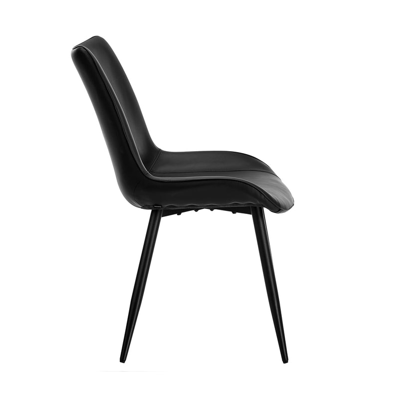 Oikiture 4x Dining Chairs Kitchen Accent Upholstered PU Leather Black