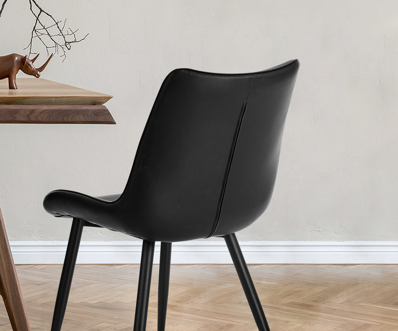 Oikiture 4x Dining Chairs Kitchen Accent Upholstered PU Leather Black